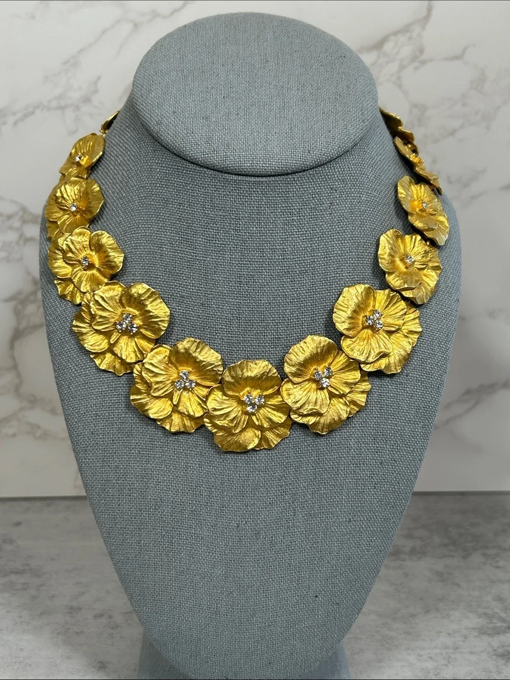 Vintage Gold Floral Statement Necklace
